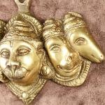 Pure Brass Panchmukhi Hanuman Wall Hanging | 4.5" x 6.7" x 1.5" (11.4 x 17 x 3.8 cm) | 650g Five-Face Sacred Art | Divine Protection Decor